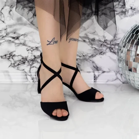 Sandale Dama cu Toc gros 2RG25 Negru » Reina.Ro