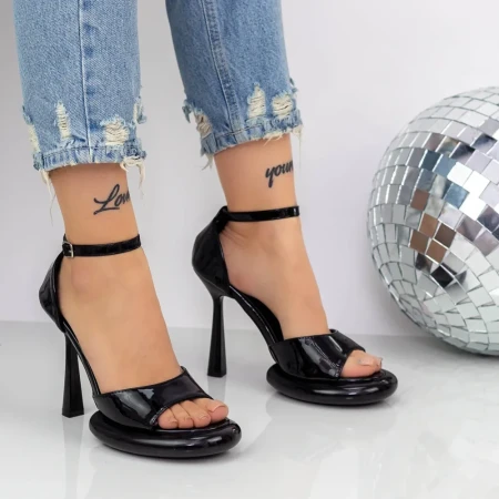 Sandale Dama cu Toc subtire si Platforma 2KV72 Negru » Reina.Ro