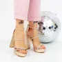 Sandale Dama cu Toc gros si Platforma 2XKK77 Champagne » Reina.Ro