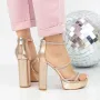 Sandale Dama cu Toc gros si Platforma 2XKK77 Champagne » Reina.Ro