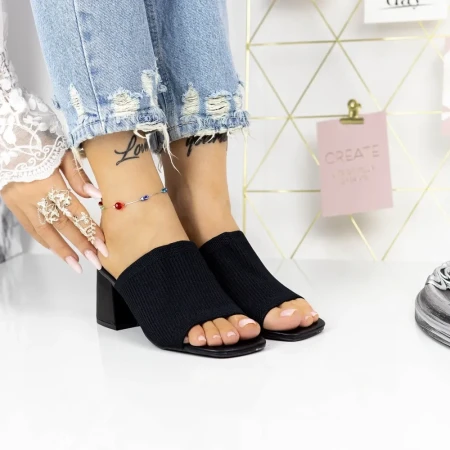 Papuci Dama cu Toc gros M325-1 Negru » Reina.Ro