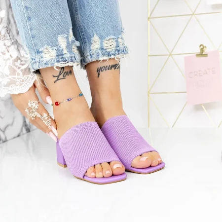 Papuci Dama cu Toc gros M325-1 Mov » Reina.Ro