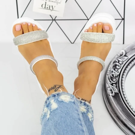 Papuci Dama cu Platforma 2XN7 Alb » Reina.Ro