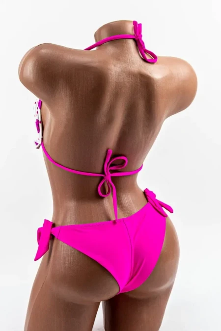 Costum de Baie Dama 2 Piese F62 Alb-Roz » Reina.Ro