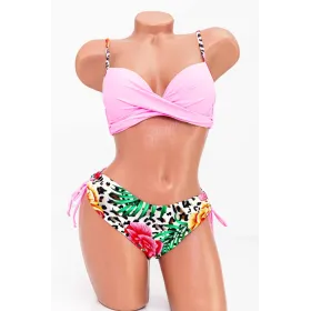 Costum de Baie Dama 2 Piese H08-1 Roz-Leopard » Reina.Ro