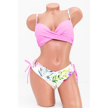 Costum de Baie Dama 2 Piese H08-2 Roz-Alb » Reina.Ro