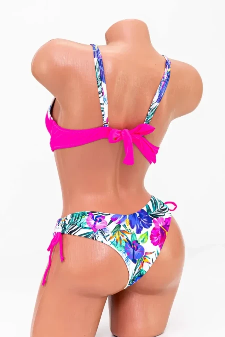 Costum de Baie Dama 2 Piese H20-2 Roz-Alb » Reina.Ro