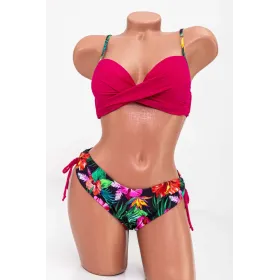 Costum de Baie Dama 2 Piese H20-2 Visiniu-Negru » Reina.Ro