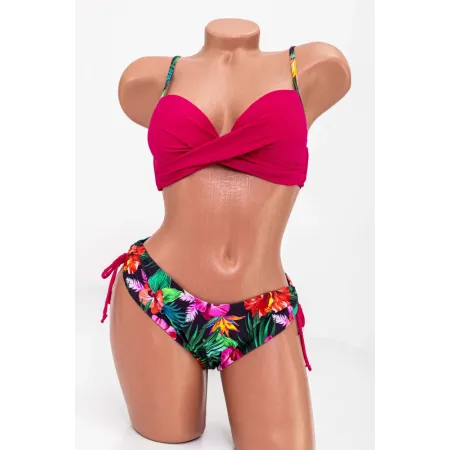 Costum de Baie Dama 2 Piese H20-2 Visiniu-Negru » Reina.Ro