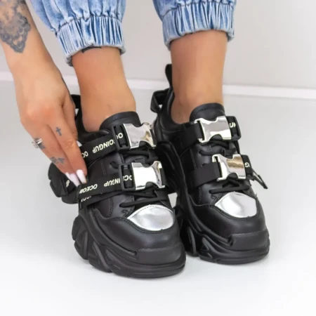 Pantofi Sport Dama cu Platforma D10 Negru » Reina.Ro