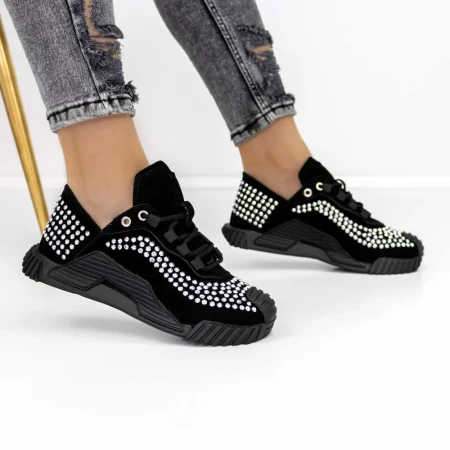 Pantofi Sport Dama 3WL9 Negru-Alb » Reina.Ro