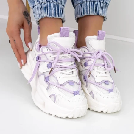 Pantofi Sport Dama 2309 Alb-Mov » Reina.Ro