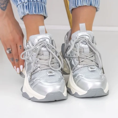 Pantofi Sport Dama cu Platforma 2023-5 Gri » Reina.Ro