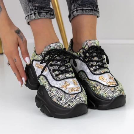 Pantofi Sport Dama cu Platforma 667 Negru » Reina.Ro