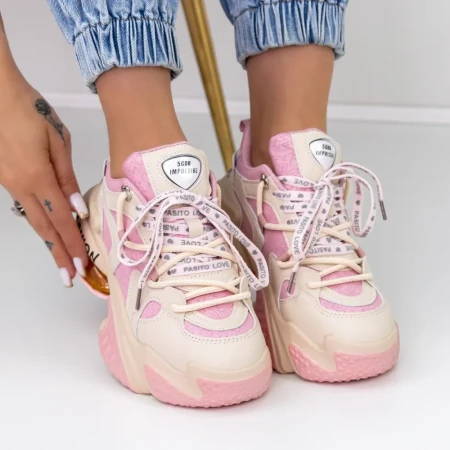 Pantofi Sport Dama cu Platforma B99915-1 Roz » Reina.Ro