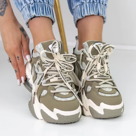 Pantofi Sport Dama cu Platforma B99915-1 Gri » Reina.Ro