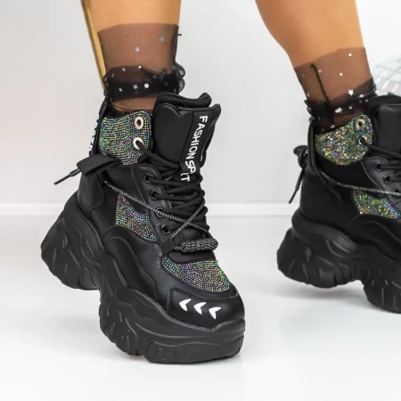 Ghete Dama cu Platforma 3SJN1 Negru » Reina.Ro