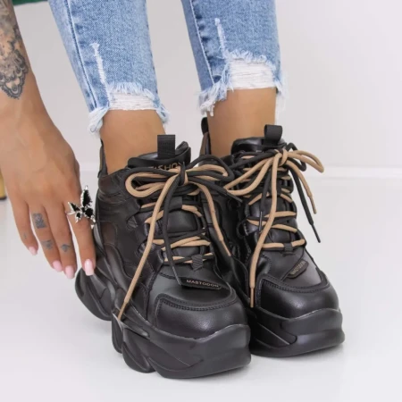 Ghete Dama cu Platforma 3SJN7 Negru » Reina.Ro