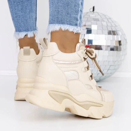 Ghete Dama cu Platforma 3SJN7 Bej » Reina.Ro