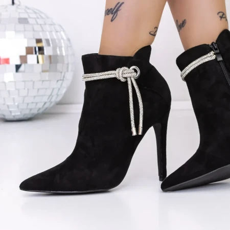 Botine Dama cu Toc subtire 3SYX32 Negru » Reina.Ro