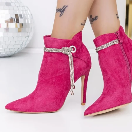 Botine Dama cu Toc subtire 3SYX32 Roz » Reina.Ro