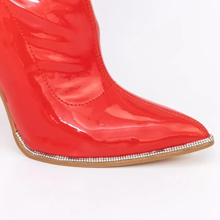 Botine Dama cu Toc subtire 3KV7 Rosu » Reina.Ro