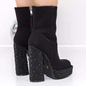 Botine Dama cu Toc gros si platforma 3KV11 Negru » Reina.Ro