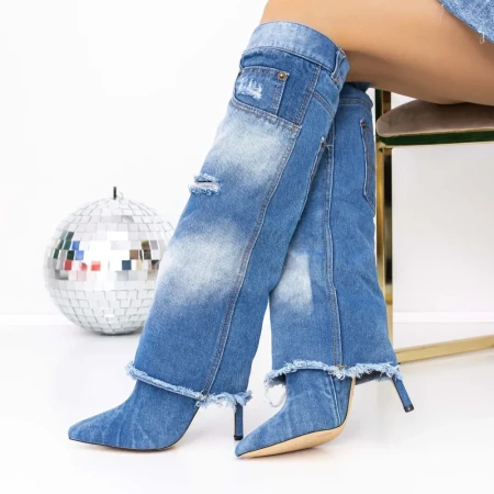 Cizme Dama cu Toc subtire 3OU2 Albastru » Reina.Ro