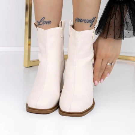 Botine Dama cu Toc gros 3YL8 Bej » Reina.Ro
