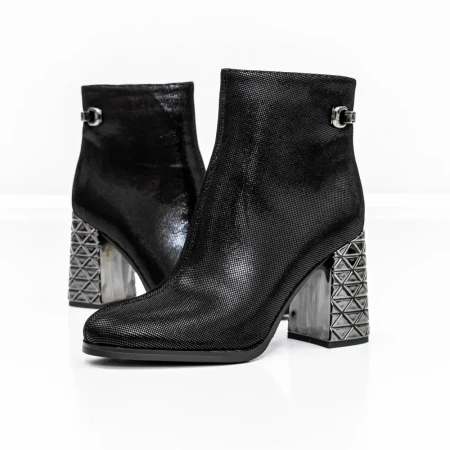 Botine Dama cu toc gros K9071-61B Negru » Reina.Ro