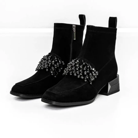 Botine Dama cu toc gros M12-02 Negru » Reina.Ro