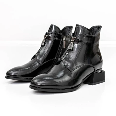Botine Dama cu toc gros K21713-6C Negru » Reina.Ro