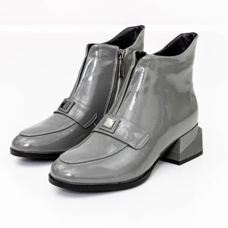 Botine Dama cu toc gros K21698-3B Gri » Reina.Ro