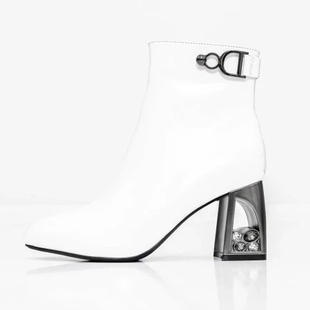 Botine Dama cu toc gros K9196-1D Crem » Reina.Ro