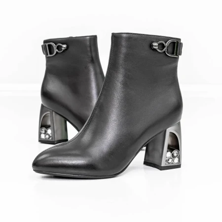 Botine Dama cu toc gros K9196-1B Negru » Reina.Ro