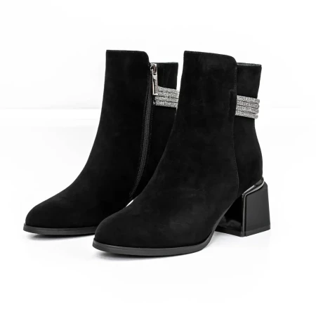 Botine Dama cu toc gros K577-37B Negru » Reina.Ro