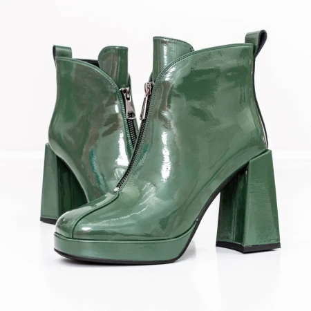 Botine Dama cu toc gros M03-03B Verde » Reina.Ro