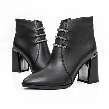 Botine Dama cu toc gros M01-01 Negru » Reina.Ro
