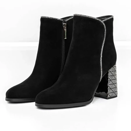 Botine Dama cu toc gros K9071-80B Negru » Reina.Ro