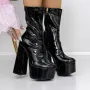 Botine Dama cu Toc gros si platforma 3LB10 Negru » Reina.Ro