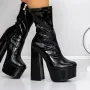 Botine Dama cu Toc gros si platforma 3LB10 Negru » Reina.Ro