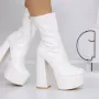 Botine Dama cu Toc gros si platforma 3LB10 Alb » Reina.Ro