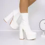 Botine Dama cu Toc gros si platforma 3LB10 Alb » Reina.Ro