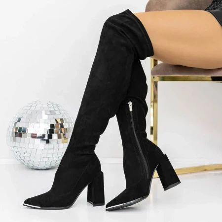 Cizme Dama cu Toc gros 3KV28 Negru » Reina.Ro