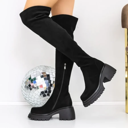 Cizme Dama cu Platforma 3KD12 Negru » Reina.Ro