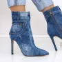 Botine Dama cu Toc subtire 3OU3 Albastru » Reina.Ro