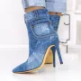 Botine Dama cu Toc subtire 3OU3 Albastru » Reina.Ro