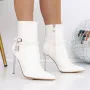 Botine Dama cu Toc subtire 3XKK31 Alb » Reina.Ro