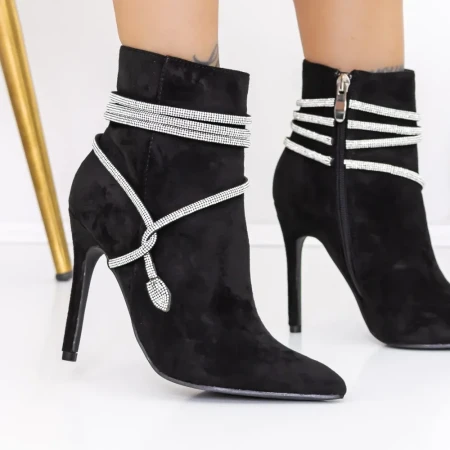 Botine Dama cu Toc subtire 3XKK32 Negru » Reina.Ro
