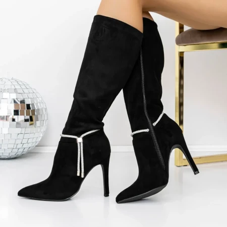Cizme Dama cu Toc subtire 3XKK33 Negru » Reina.Ro